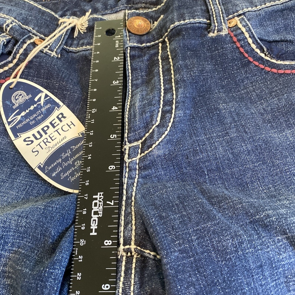 Seven‎ 7 NWT Women's Jeans Studded Pockets Embroidery Wide Leg Size 8 - Picture 3 of 13